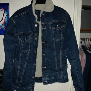 Denim fur jacket